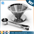 China supplier Stainless Steel Cone Coffee Filter / Coffee Maker strainer Coffee Dripper with Holder